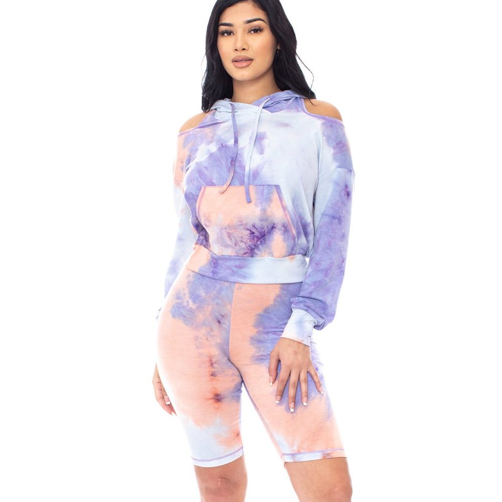5 PACK!! TIE DYE CUT OUT DETAIL SWEATERSHIRT PULLOVER SET